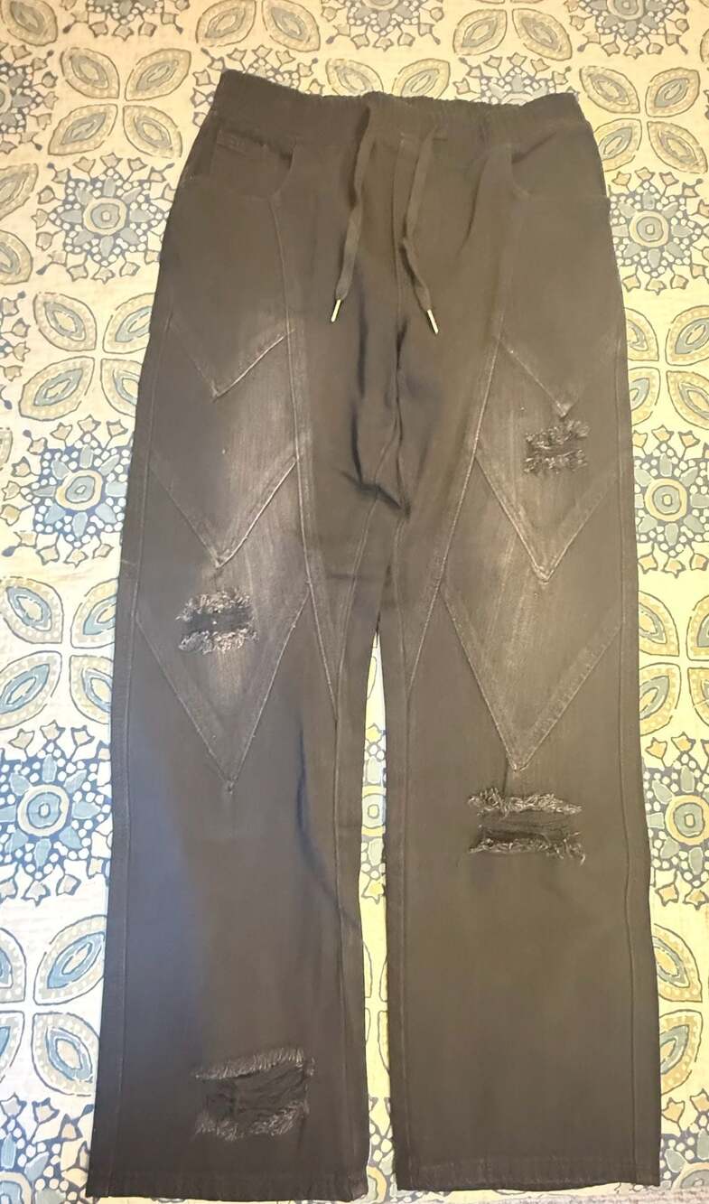 Watson Distressed Geometric Stitched Drawstring Pants Size 34